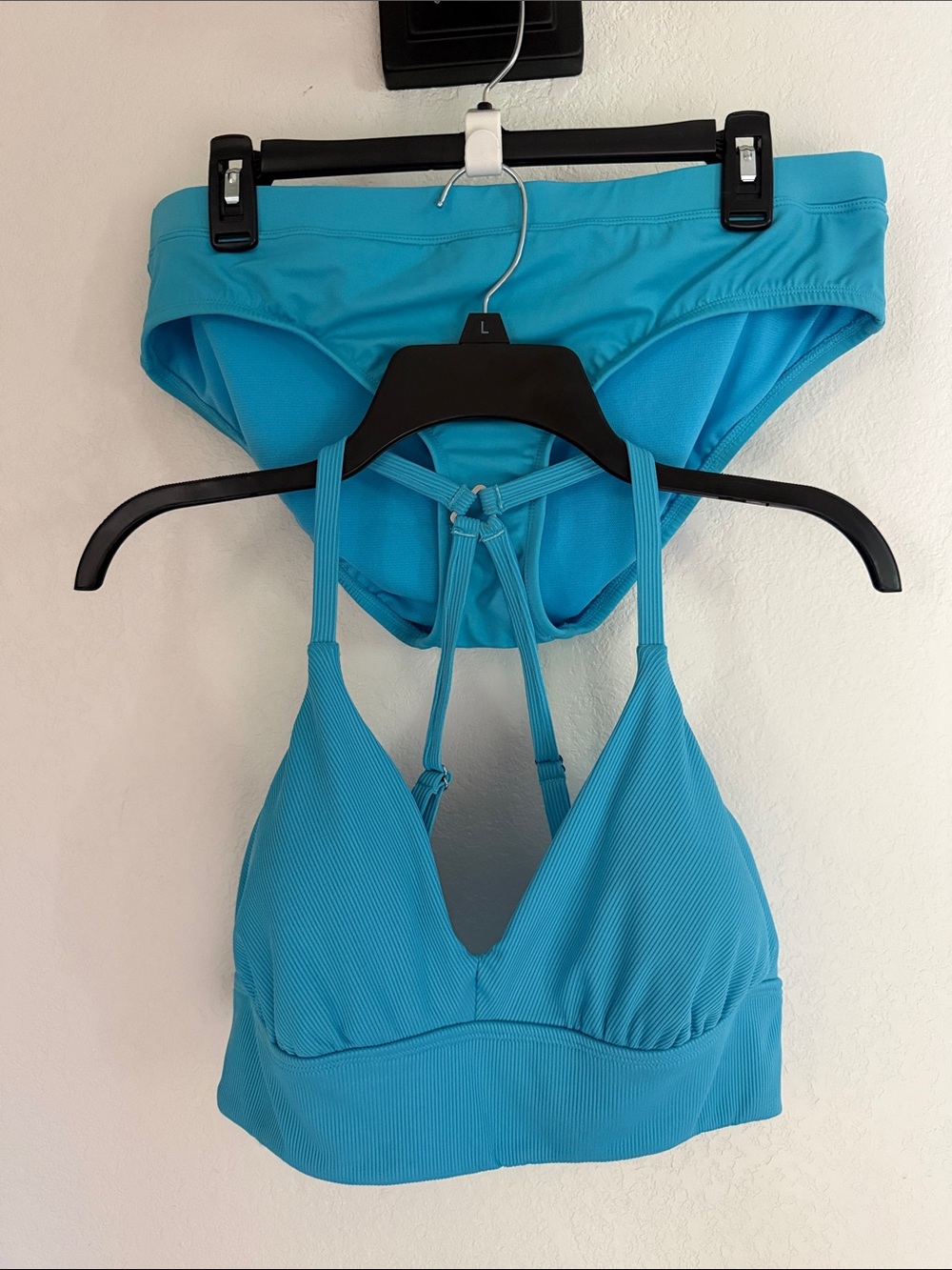NWOT. Ribbed Turquoise Bralette Bikini Set - Women Swim Bikinis